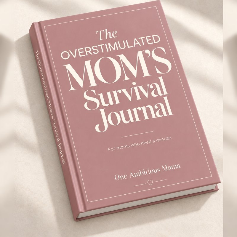 The Overstimulated Mom's Survival Journal, a dusty pink hardcover